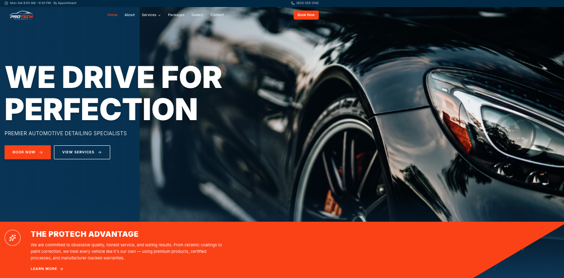 Live example website for an automotive detailing business