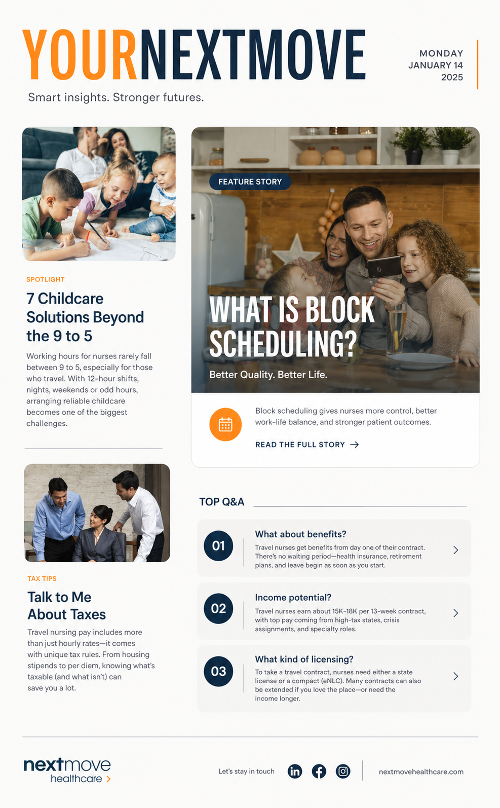 Email #1, Your NextMove, childcare, block scheduling & top Q&A