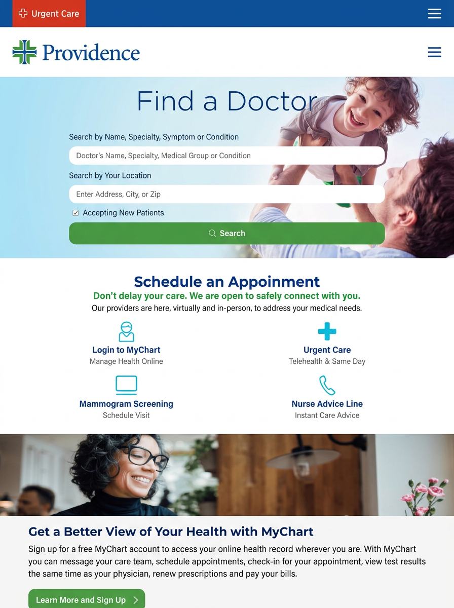 Unified Homepage, Providence unified site